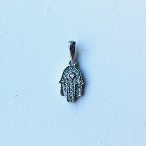Sterling Silver, Gem Encrusted, Hamsa Hand, Charm